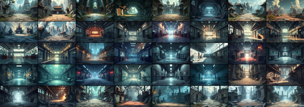 廃墟、廃ビル、廃工場、廃病院 アニメ風 背景素材 1920x1080 (40枚)