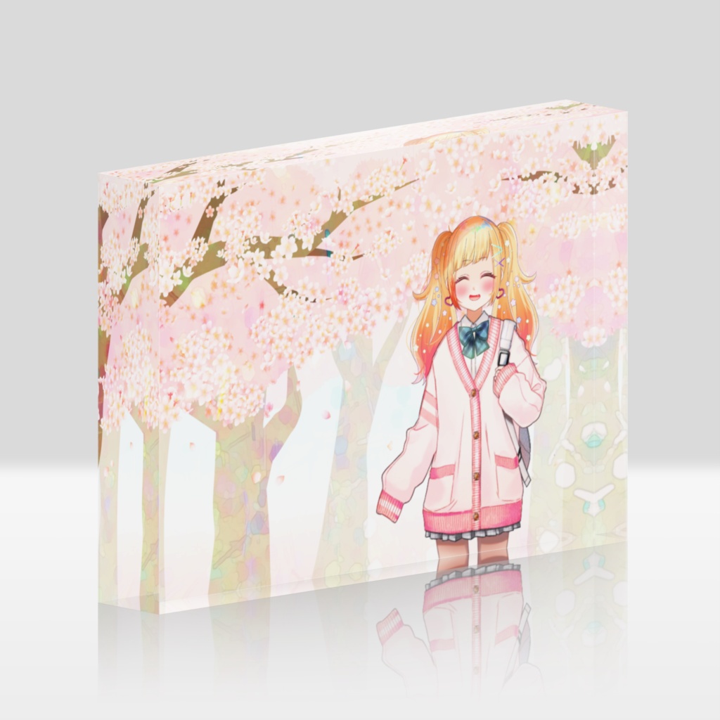 桜並木アクリルブロック