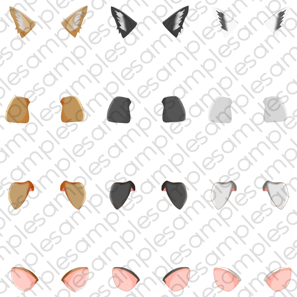 ［アイコン素材］犬耳 全12種(4種×3色)