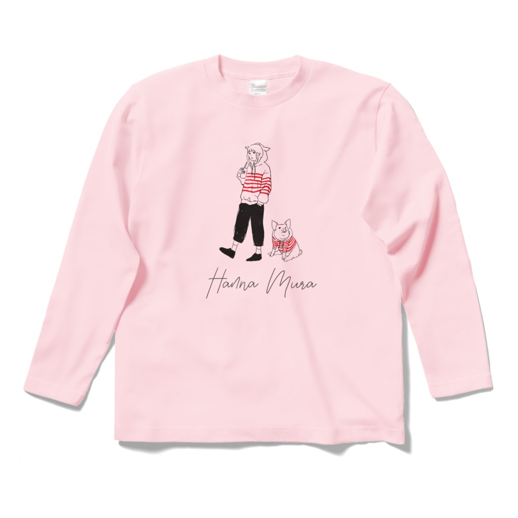ロングスリーブ ホワイト・ピンク