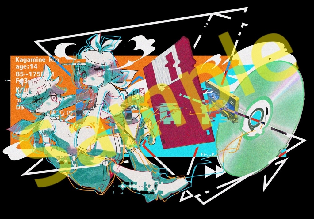 鏡音リン・レン記録媒体Tシャツ【Black】