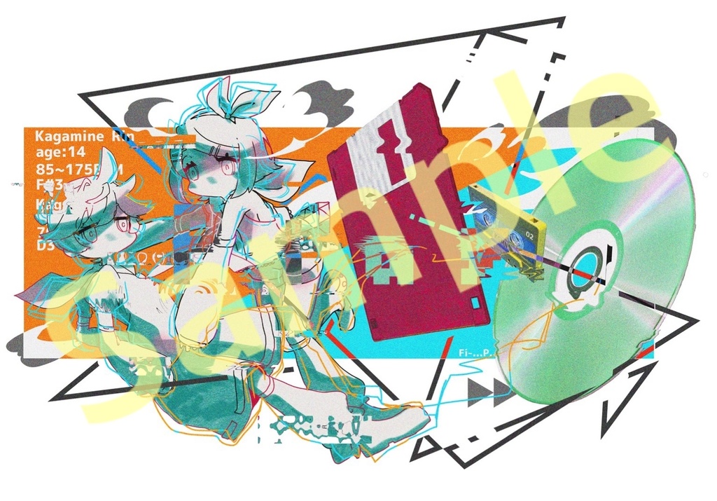 鏡音リン・レン記録媒体Tシャツ【White】