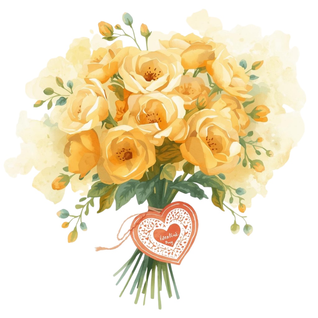 アンティーク水彩 バレンタインクリップアート18セット(PNG背景透過)