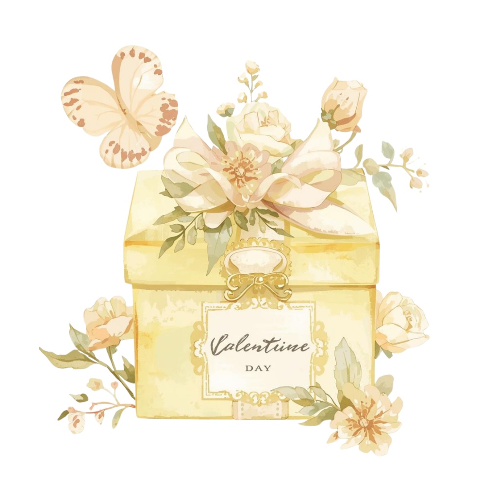 アンティーク水彩 バレンタインクリップアート18セット(PNG背景透過)