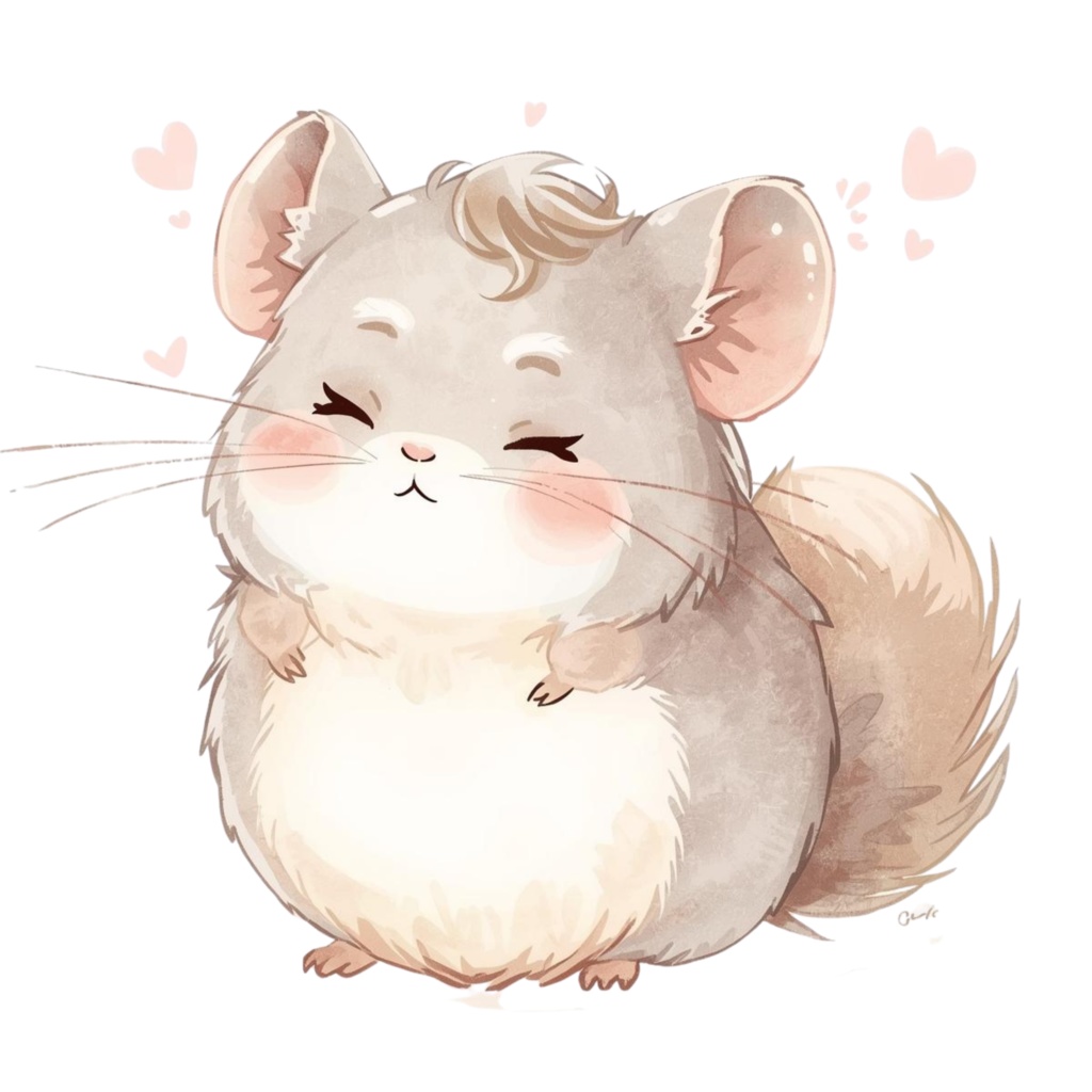 ゆるふわ水彩チンチラ|クリップアート10点セット