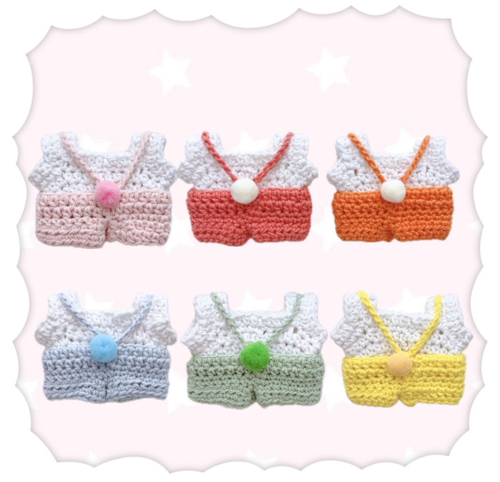ぬい服 10cm~12cm 編み物 毛糸のお花サロペット