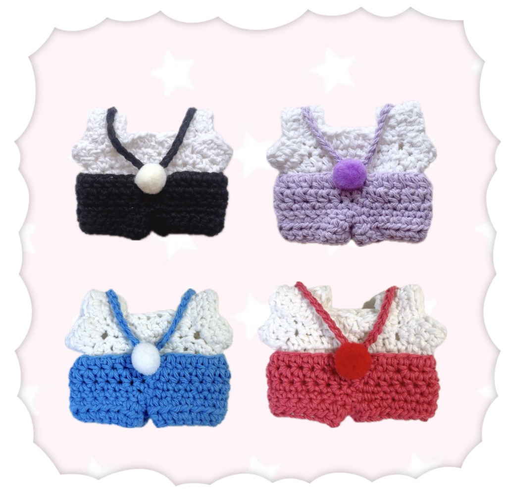 ぬい服 10cm~12cm 編み物 毛糸のお花サロペット