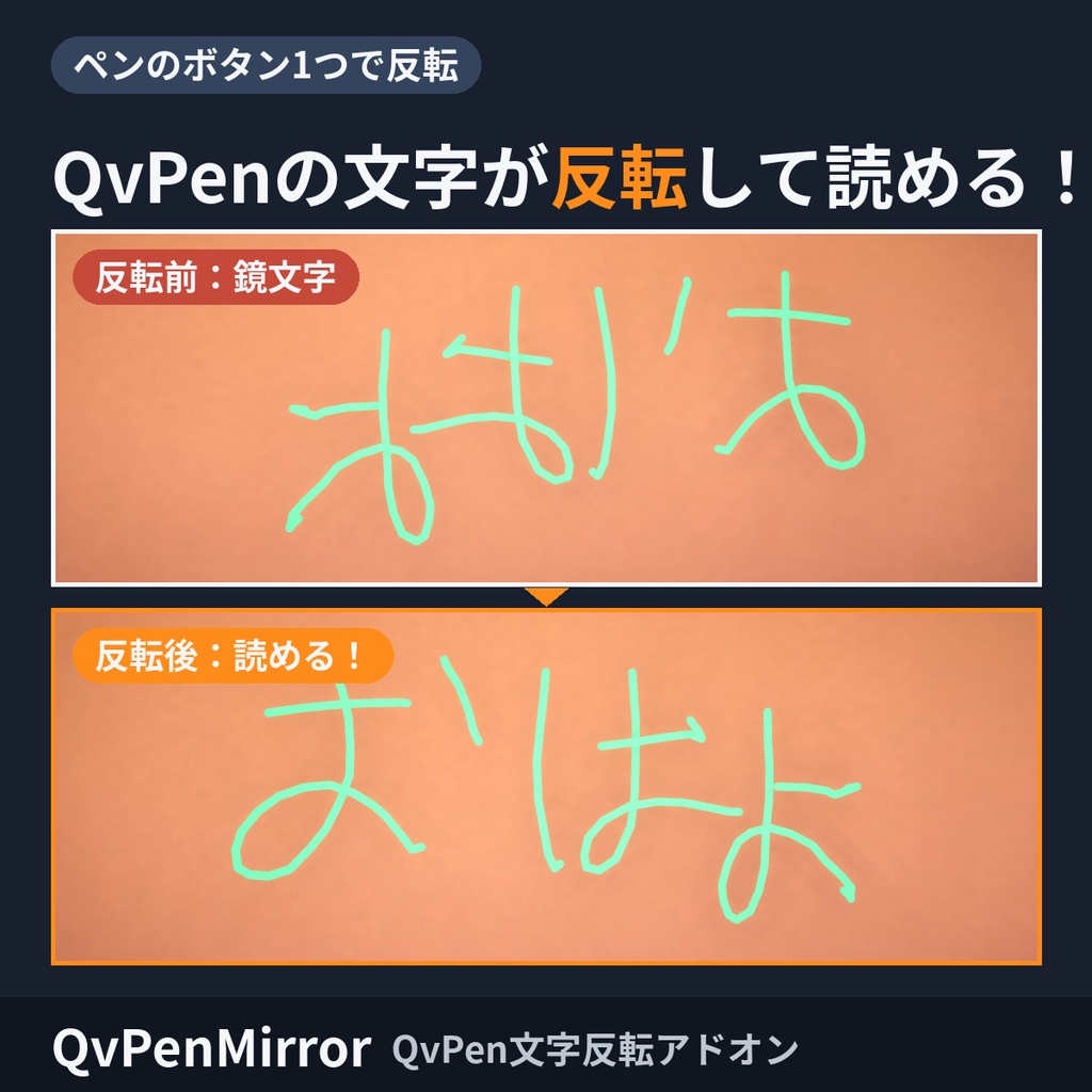 【VRChat用】QvPenMirror｜QvPenの文字を反転して相手に見せるアドオン