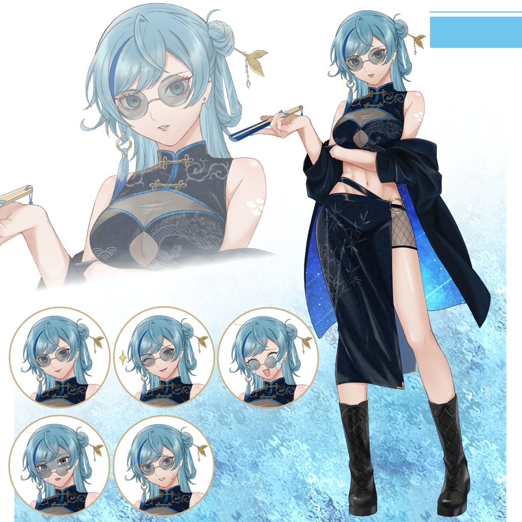 【無料】TRPG立ち絵素材「改造チャイナドレスのお姉さん」【有料版は差分あり】