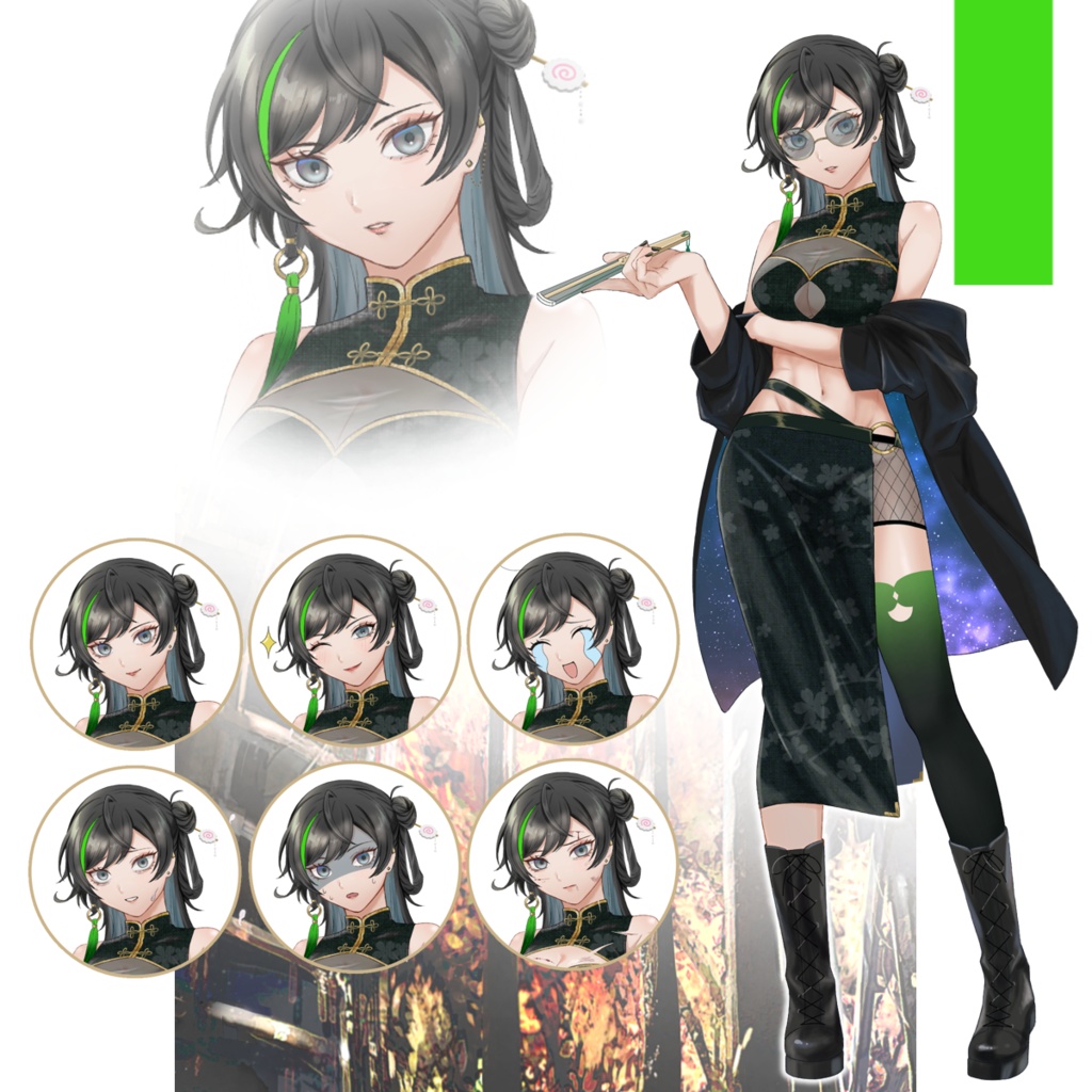 【無料】TRPG立ち絵素材「改造チャイナドレスのお姉さん」【有料版は差分あり】