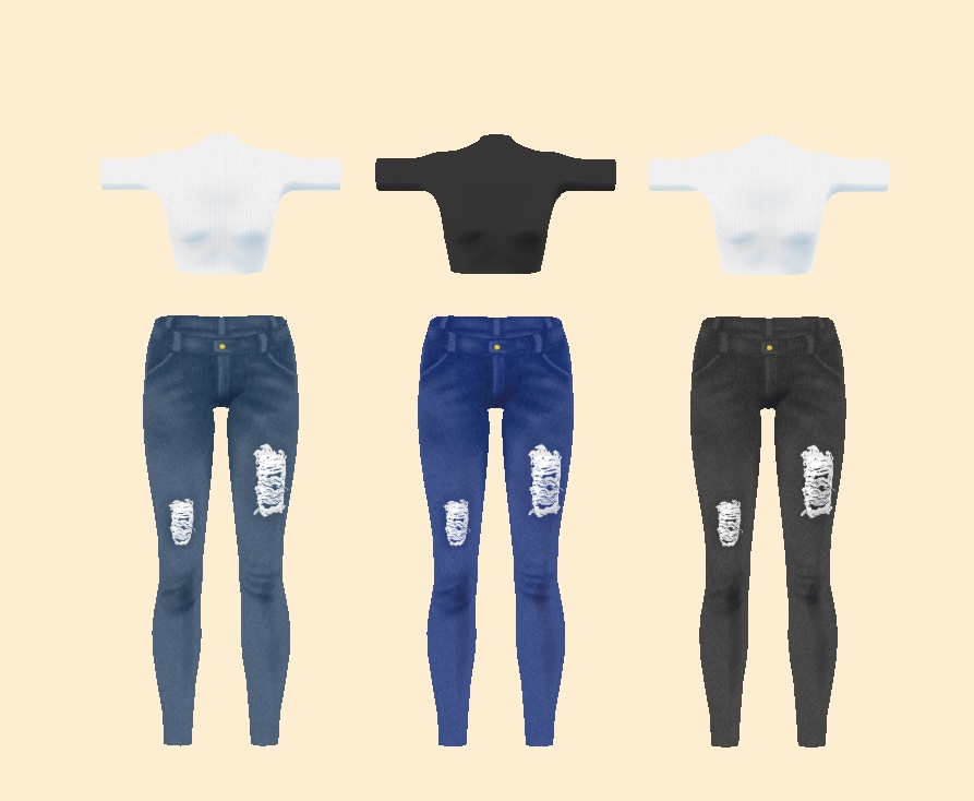 【VRC向け_薄荷対応】CROP TOP & JEANS