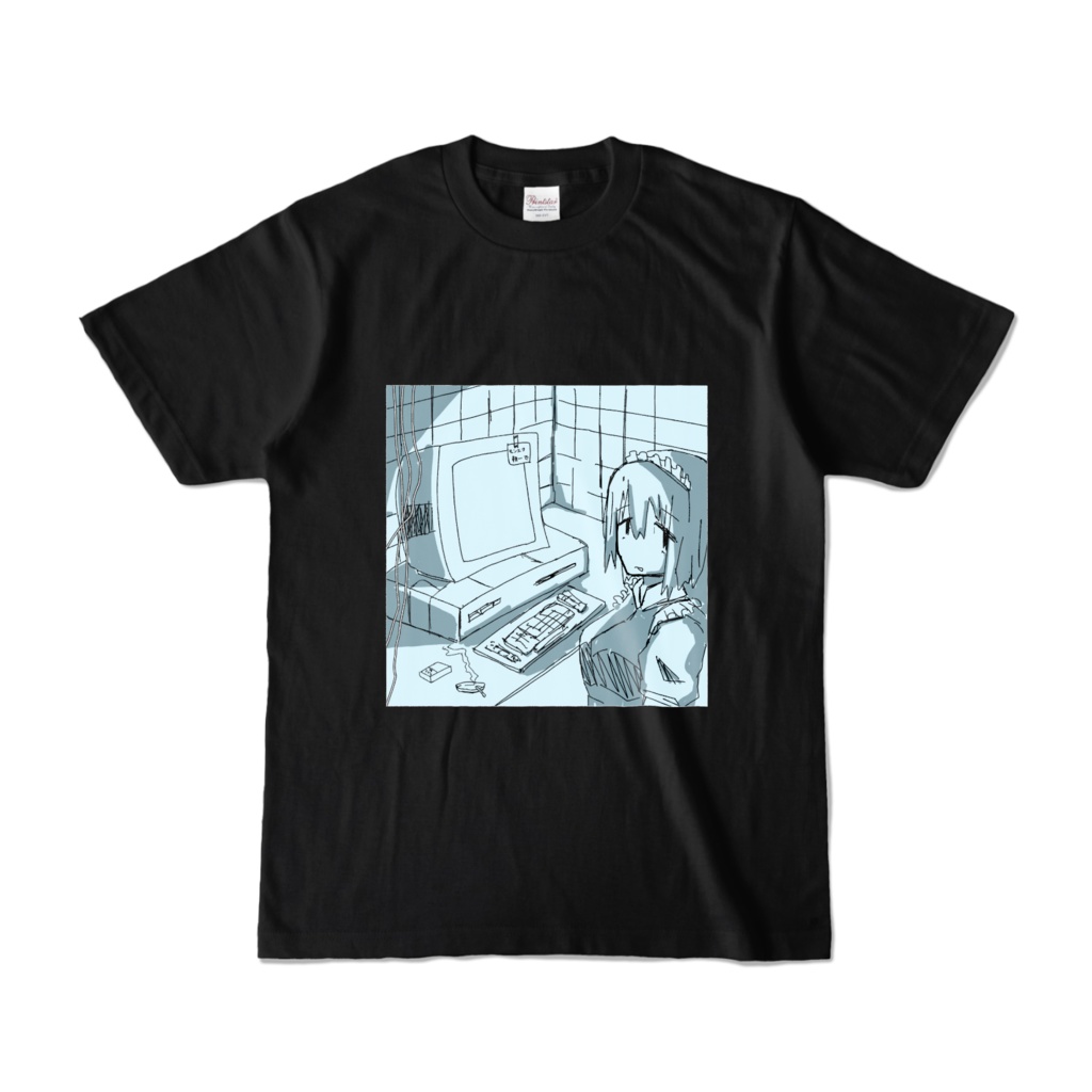 メイドとPC　Tシャツ