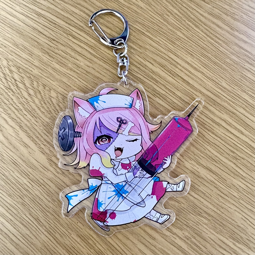 犬見ぽめこ ハロウィンキーホルダー(ゾンビフランケンナース)