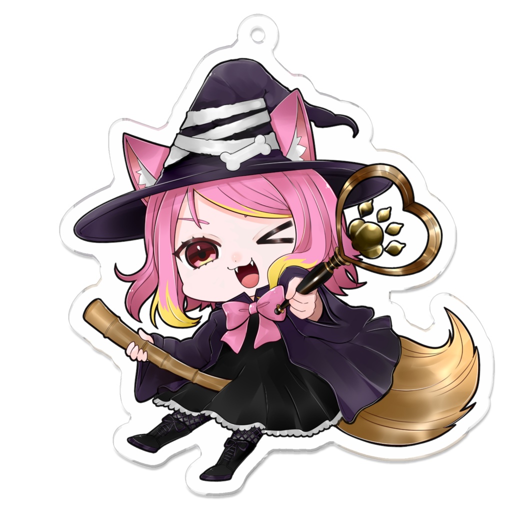犬見ぽめこ ハロウィンキーホルダー(魔女)