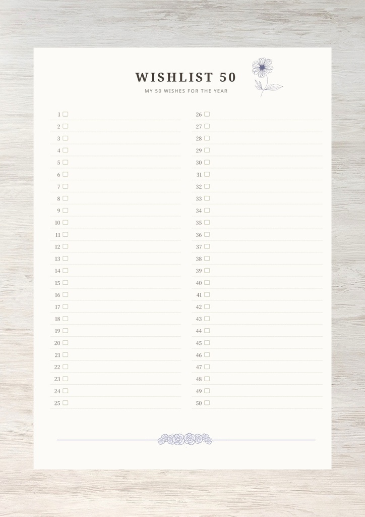 【ダウンロード印刷可】やりたいことリスト50（Wishlist 50）📝