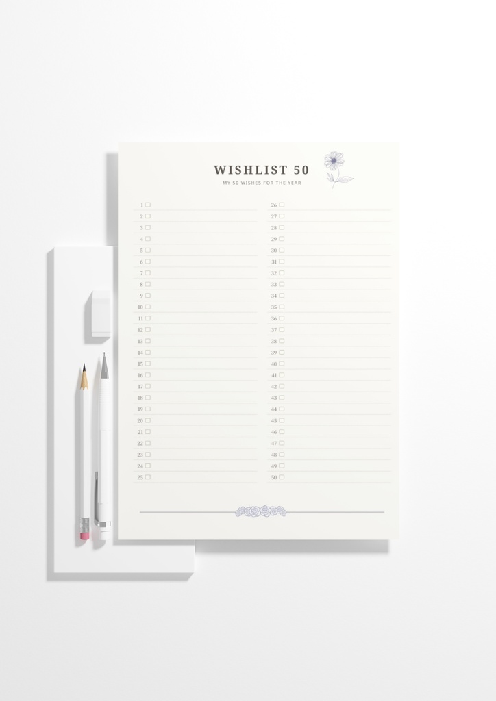 【ダウンロード印刷可】やりたいことリスト50(Wishlist 50)📝