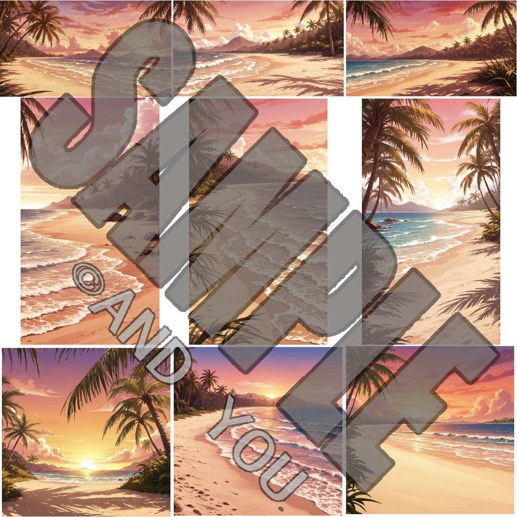 海岸(夕方)背景セット|日常風景 屋外シリーズ Vol.2