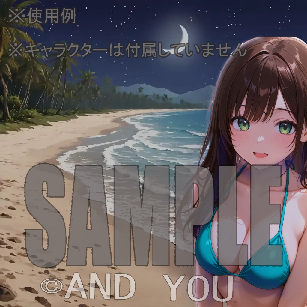 海岸(夜)背景セット|日常風景 屋外シリーズ Vol.2