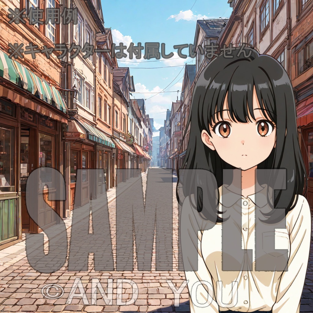 商店街(昼)背景セット|日常風景 屋外シリーズ Vol.3