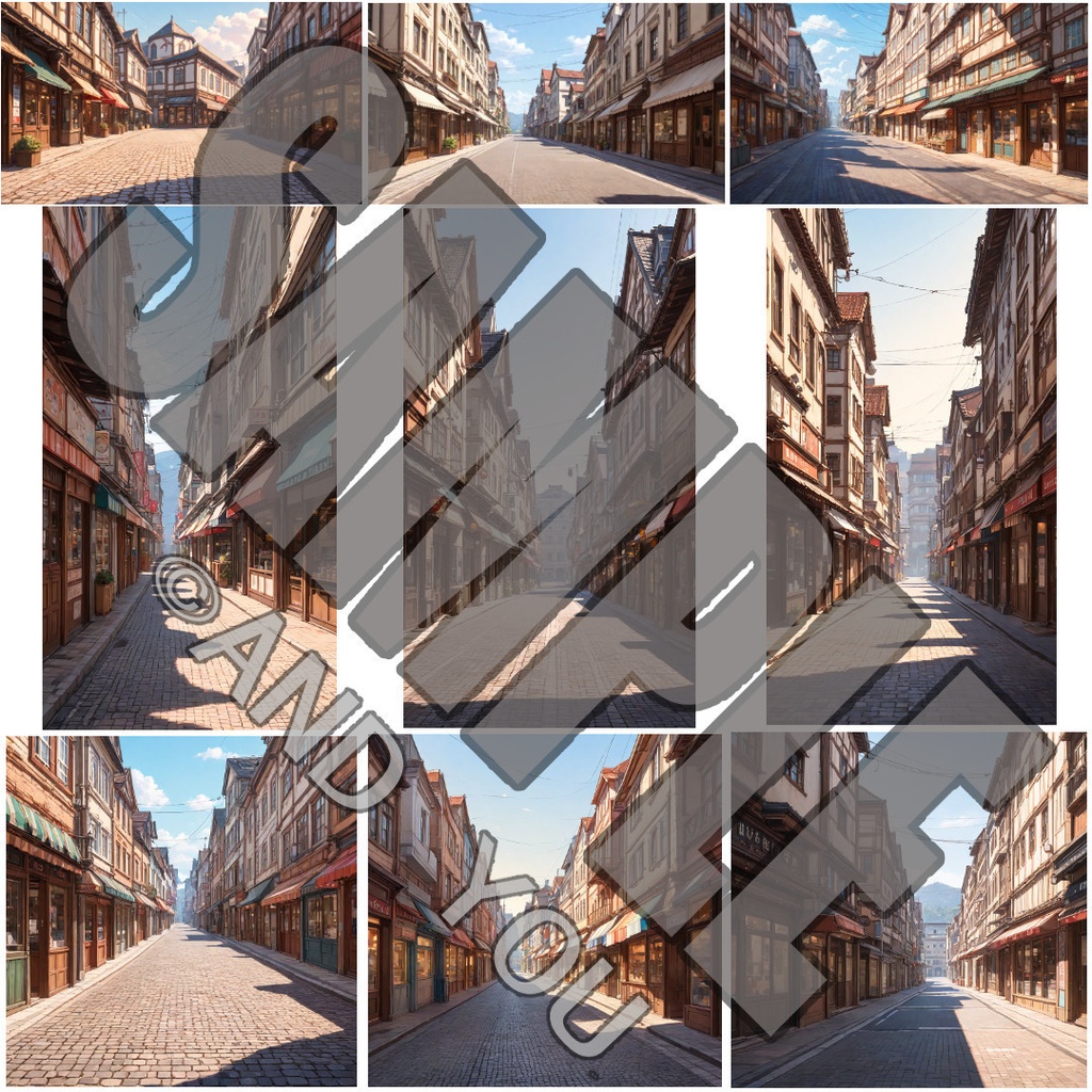 商店街(昼)背景セット|日常風景 屋外シリーズ Vol.3