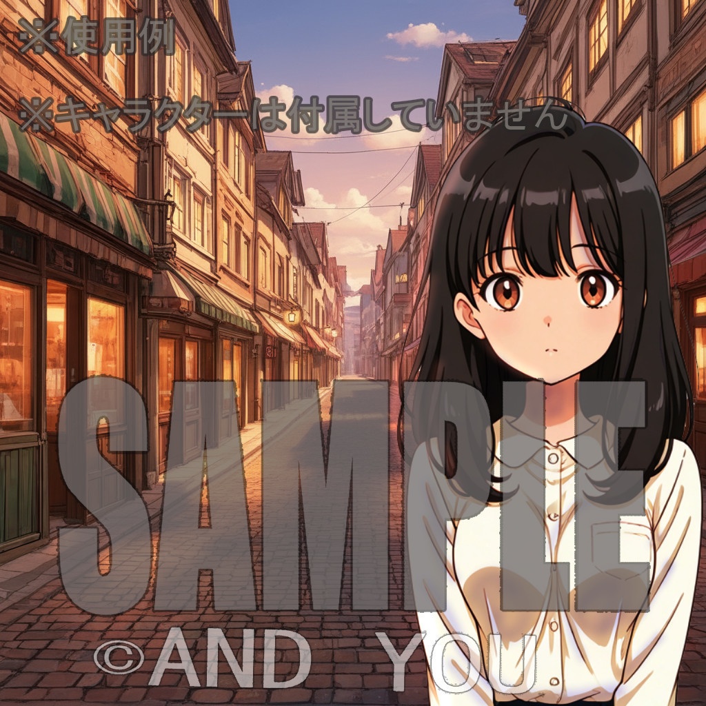 商店街(夕方)背景セット|日常風景 屋外シリーズ Vol.3