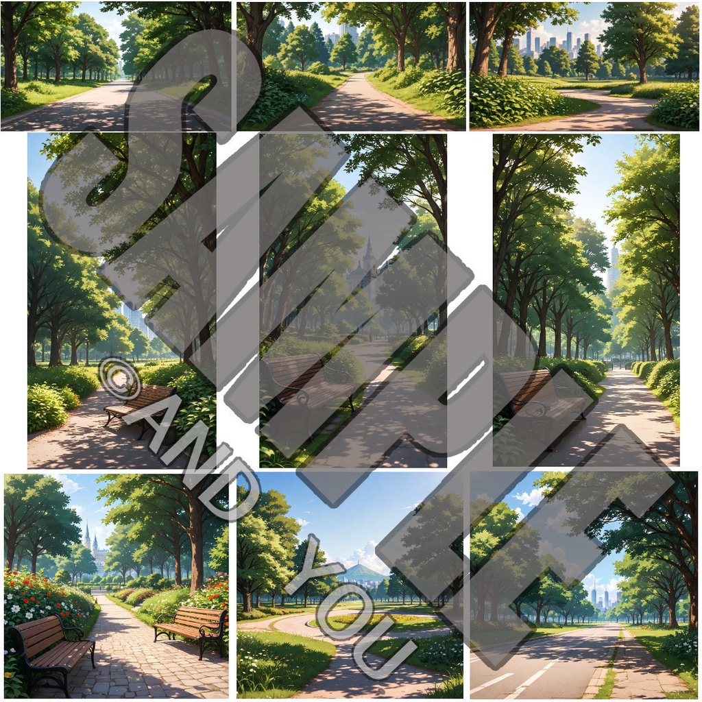 公園(昼)背景セット|日常風景 屋外シリーズ Vol.4