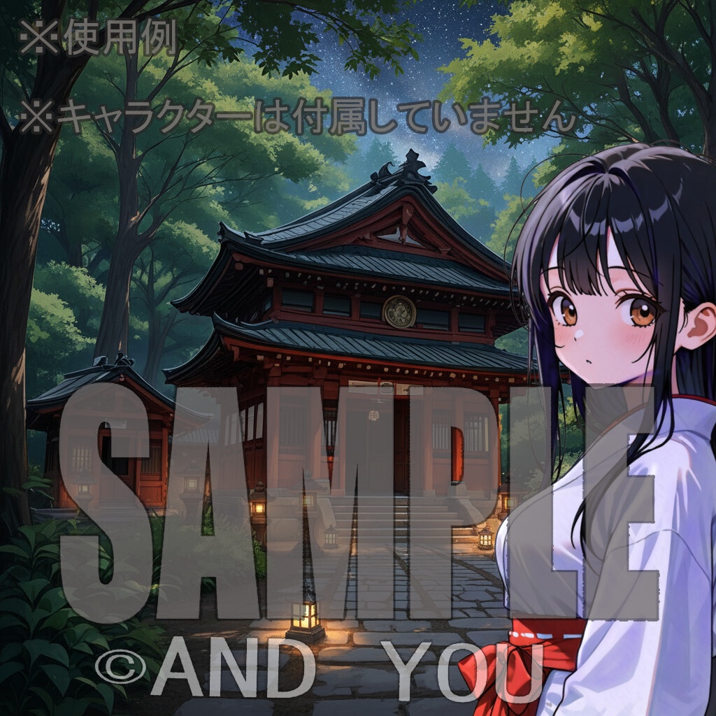 神社(夜)背景セット|日常風景 屋外シリーズ Vol.5