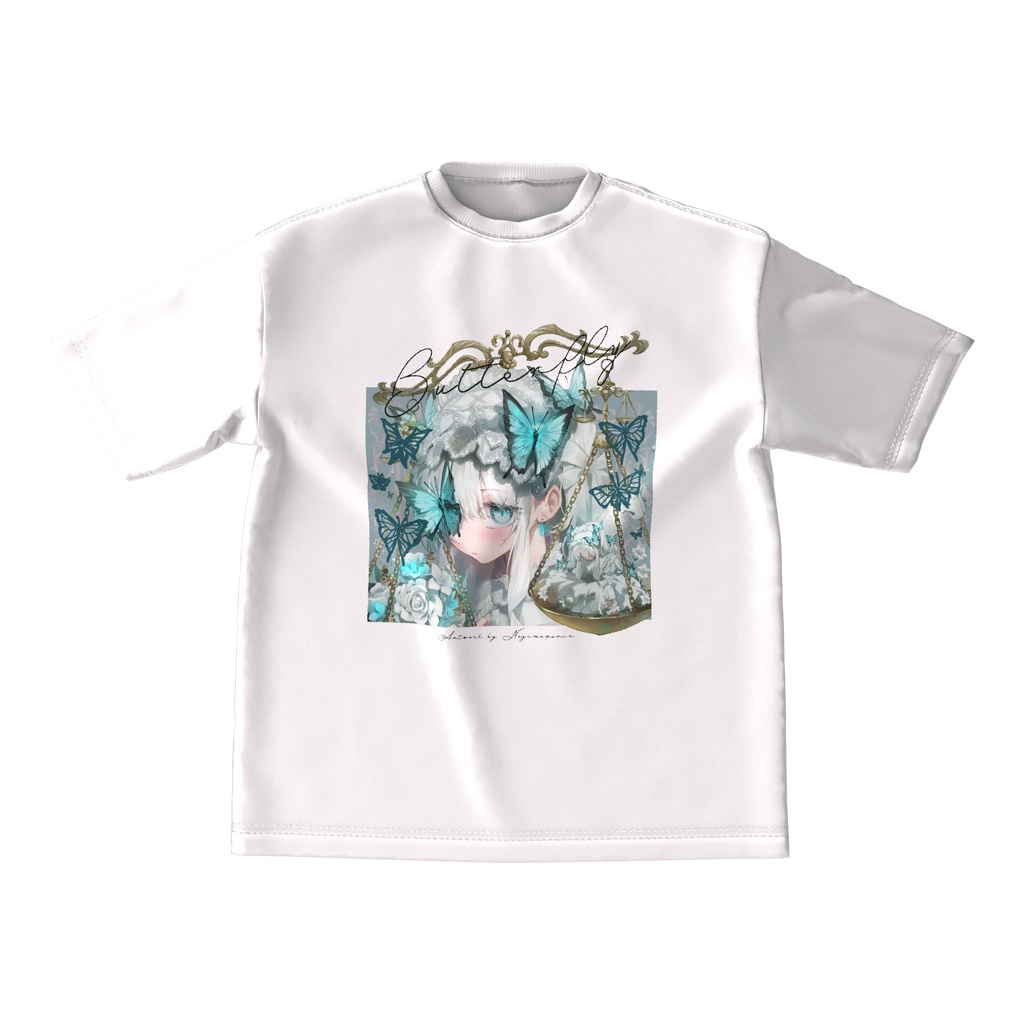 butterfly_C108オリジナルTシャツ_ねぎまぷりん【びんぼー旅レシピ】