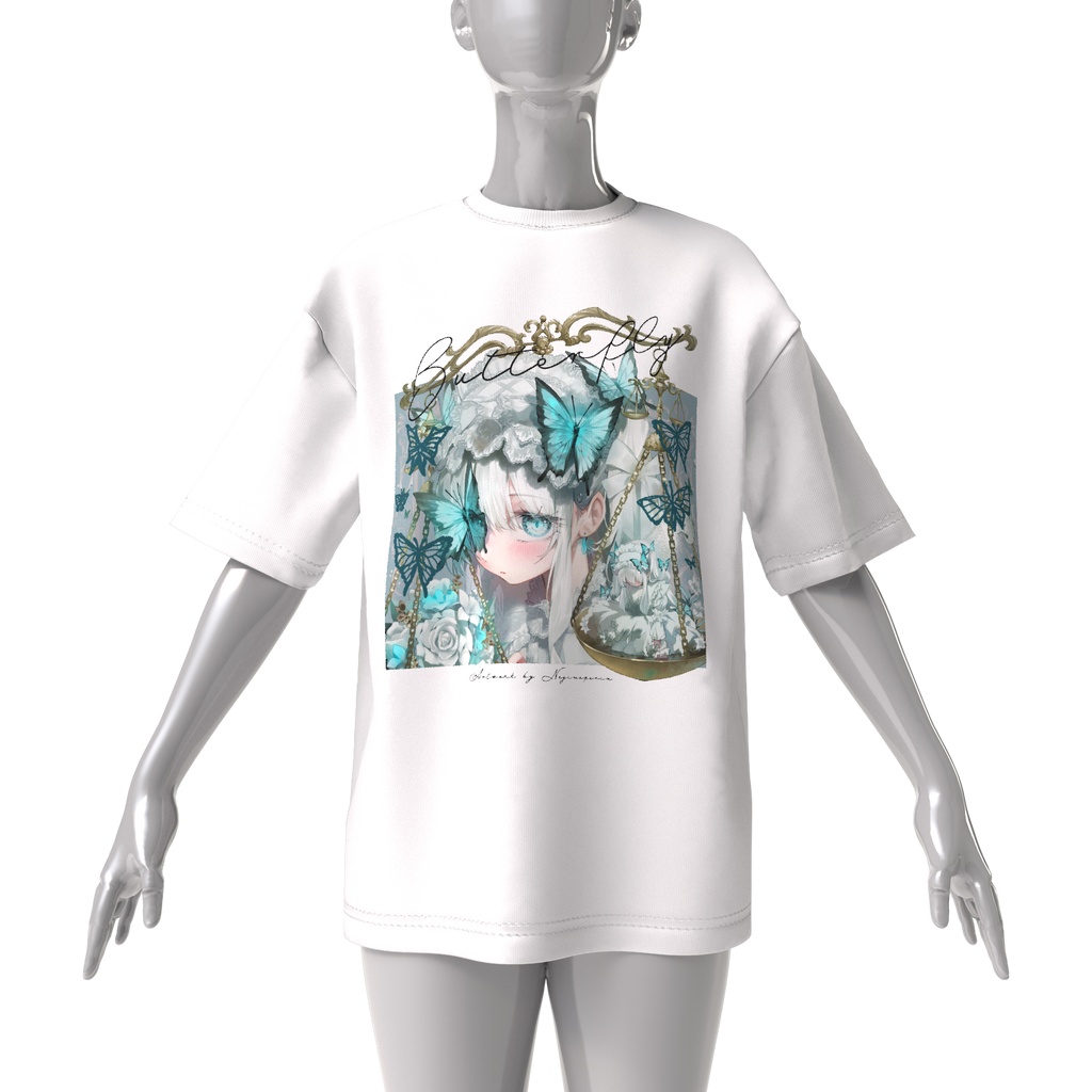 butterfly_C108オリジナルTシャツ_ねぎまぷりん【びんぼー旅レシピ】