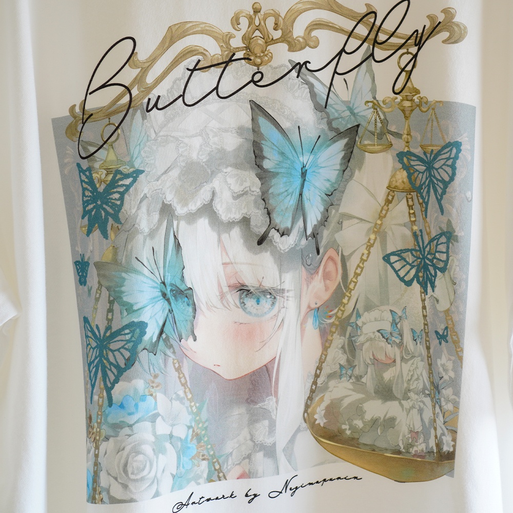 butterfly_C108オリジナルTシャツ_ねぎまぷりん【びんぼー旅レシピ】