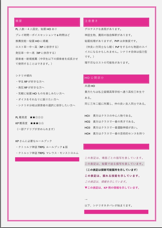 CoCシナリオ『カミサマテスト』