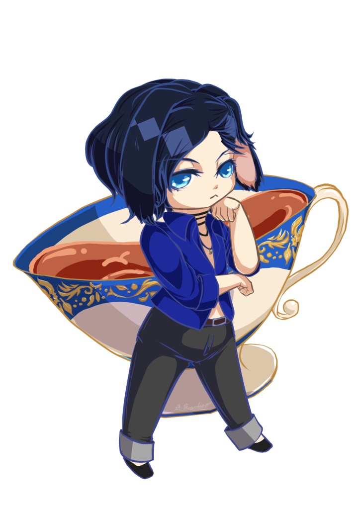 ちびきゃらティーセット ~学者君×紅茶~