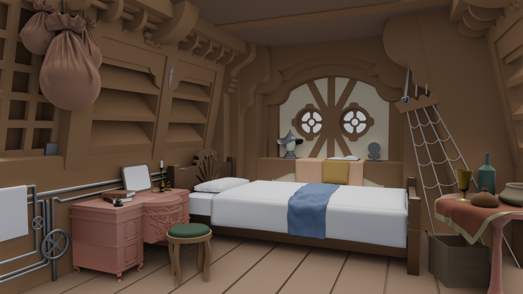 【クリスタ用3Dモデル】団長室(グラブル)の室内モデル