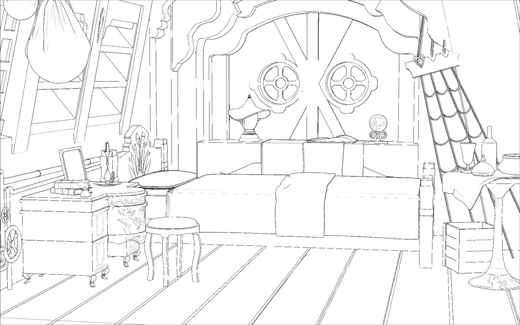 【クリスタ用3Dモデル】団長室(グラブル)の室内モデル