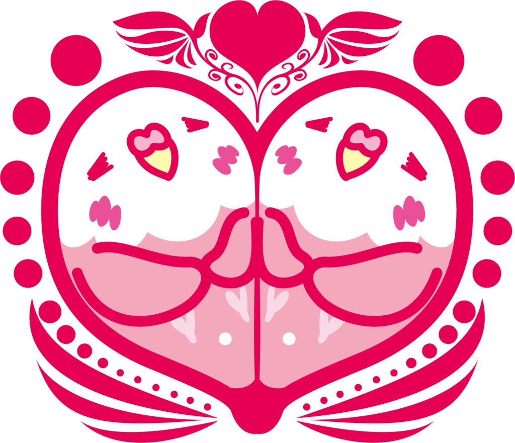 仲良しインコハート型