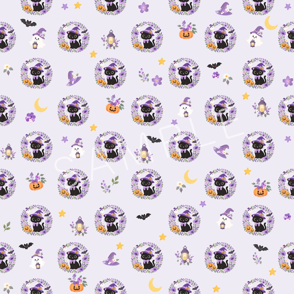 黒ねこ花だより|ハロウィン デジタルペーパー 2種セット