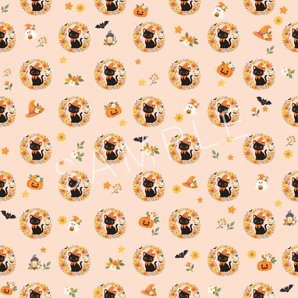 黒ねこ花だより|ハロウィン デジタルペーパー 2種セット