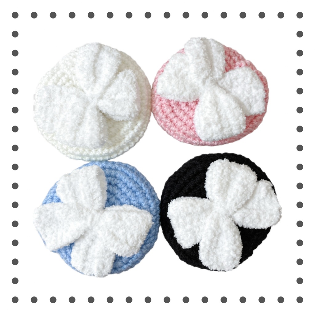 ふわもこリボンニットベレー帽