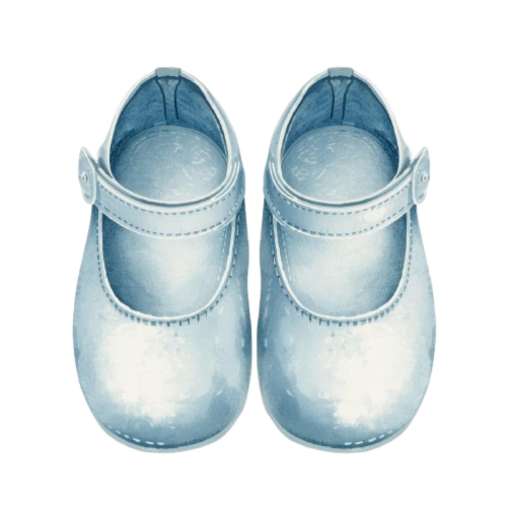 水彩ブルーアンティーク風ベビーシャワークリップアートセット(10点・PNG透過)