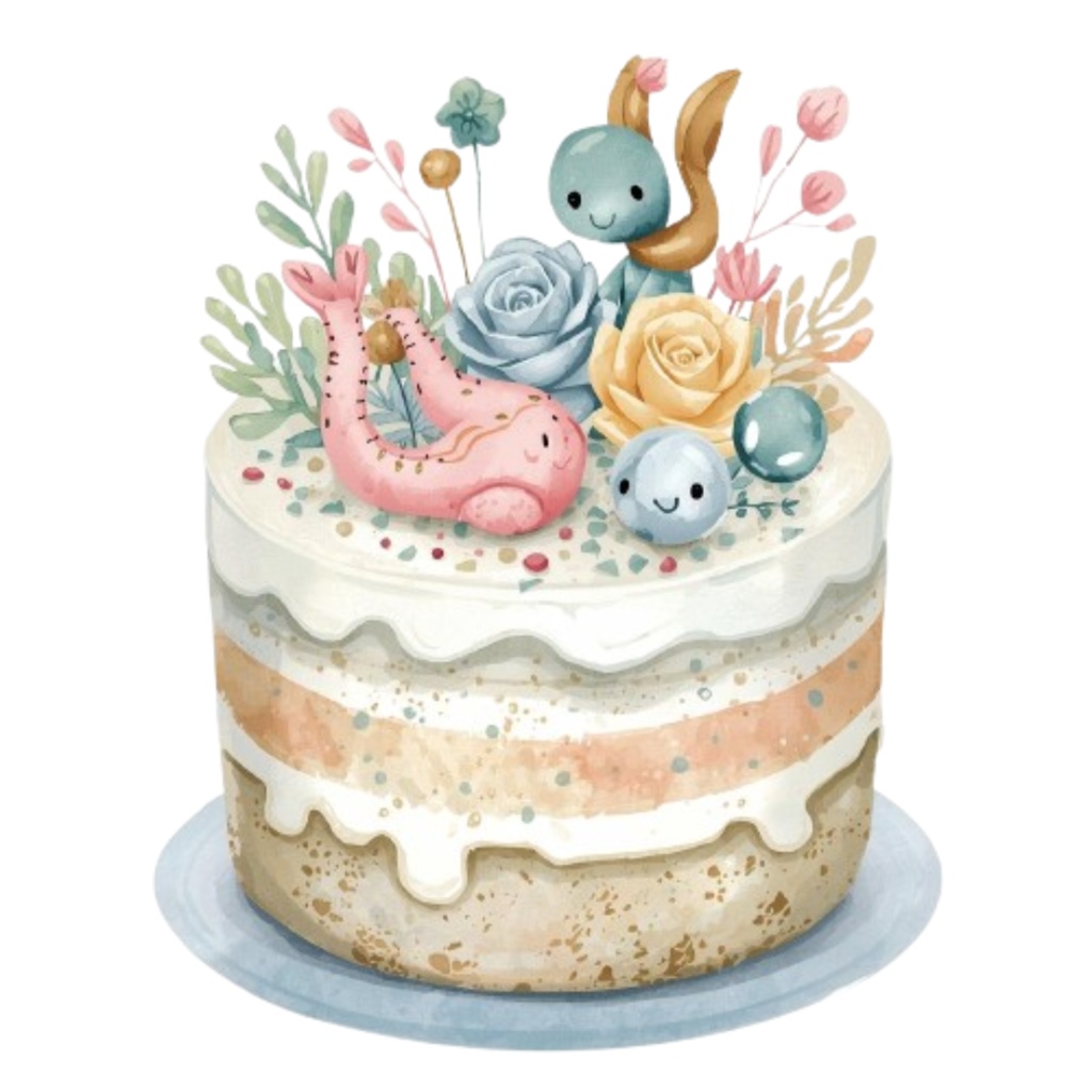 水彩ブルーアンティーク風ベビーシャワークリップアートセット(10点・PNG透過)