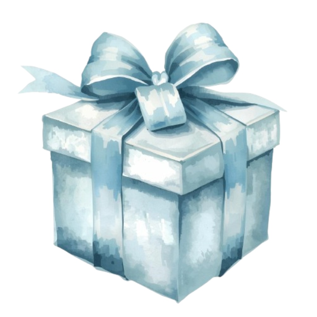 水彩ブルーアンティーク風ベビーシャワークリップアートセット(10点・PNG透過)