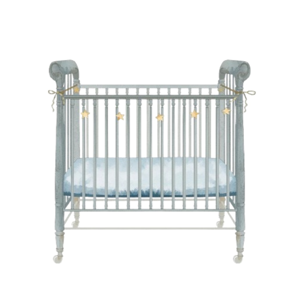 水彩ブルーアンティーク風ベビーシャワークリップアートセット(10点・PNG透過)