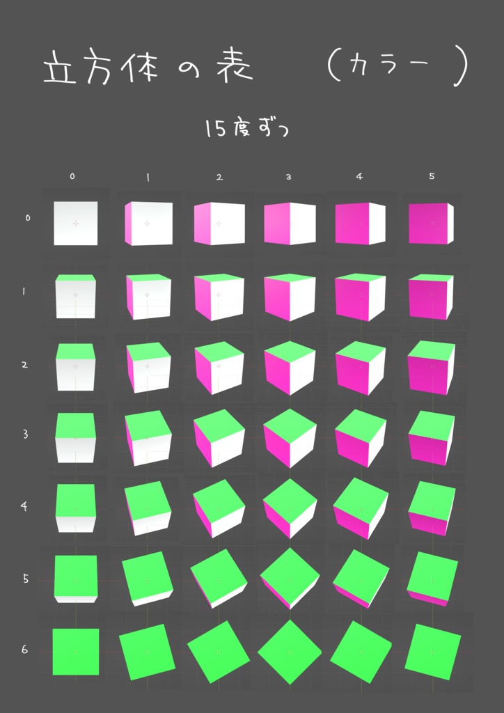 【無料】立方体を描くための360度リファレンス集（カラー&フレーム2種セット）