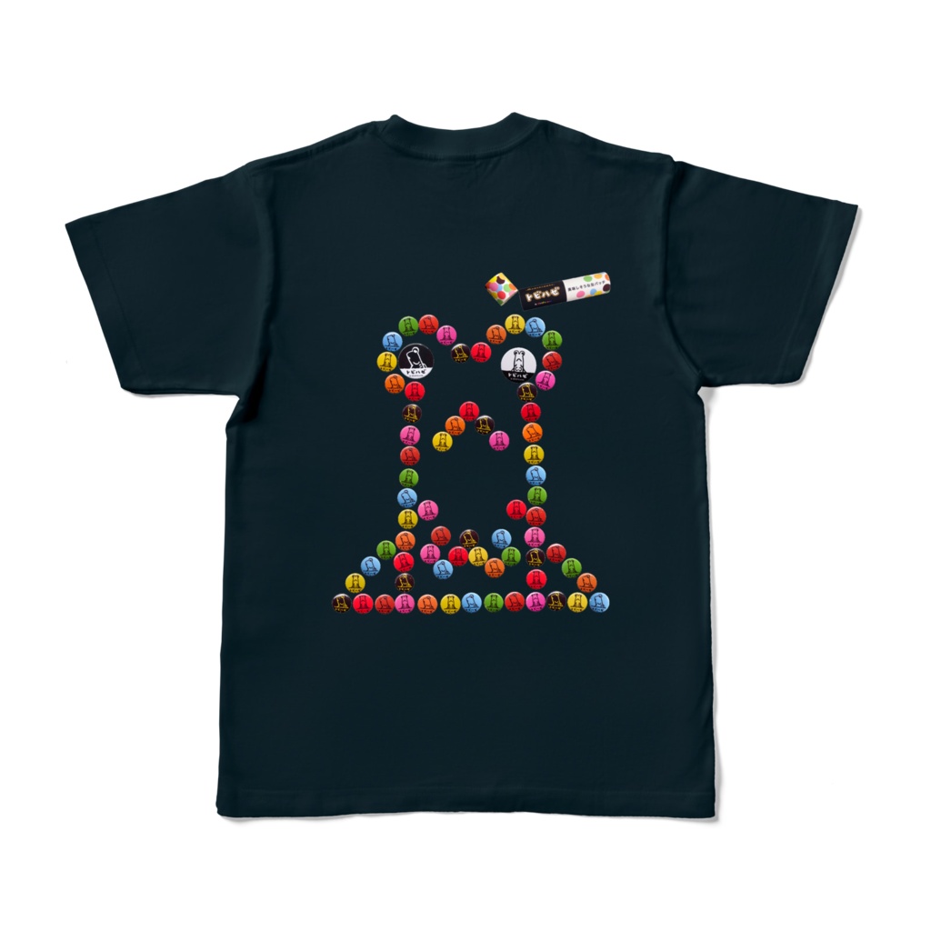 トビハゼ 美味しそうな缶バッチTシャツ ネイビー