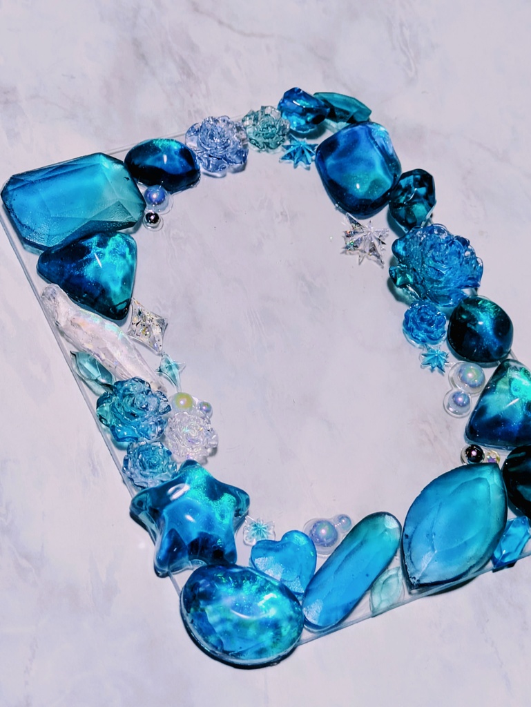 【B8サイズ】レジンデコ ターコイズカラー 硬質トレカケース