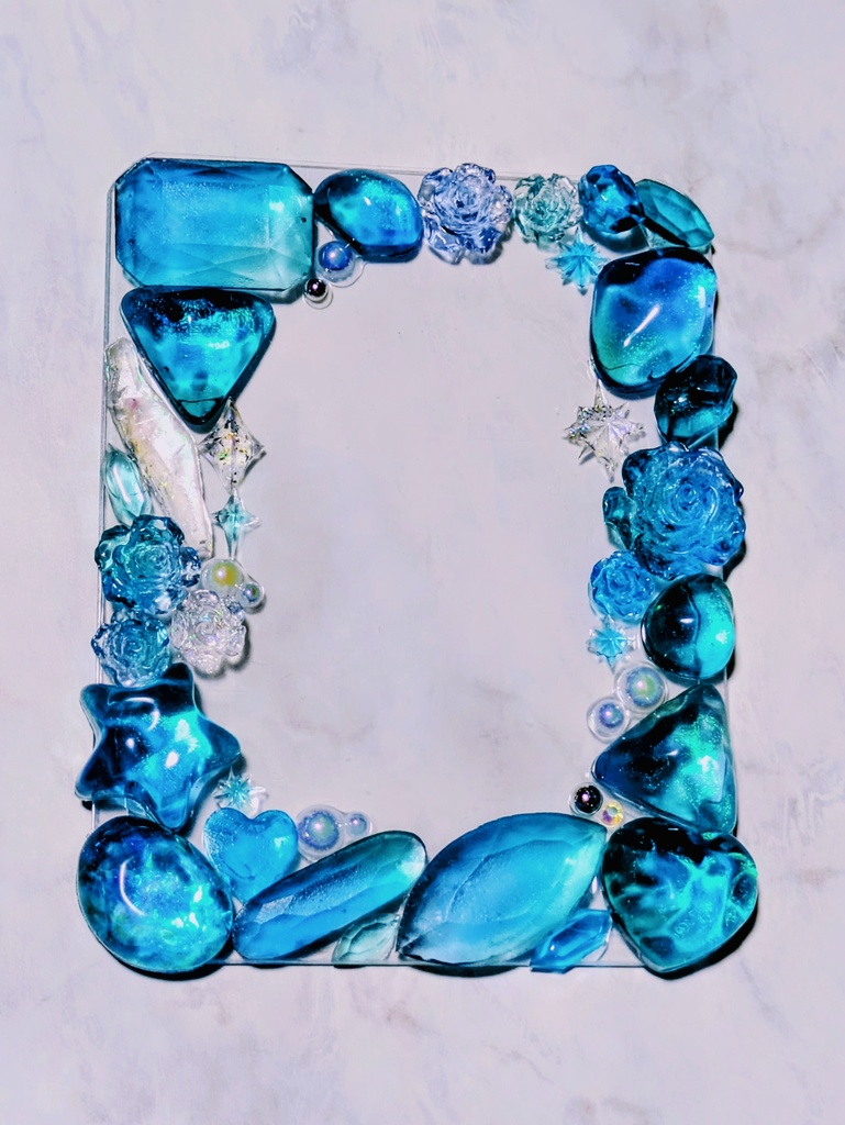 【B8サイズ】レジンデコ　ターコイズカラー　硬質トレカケース