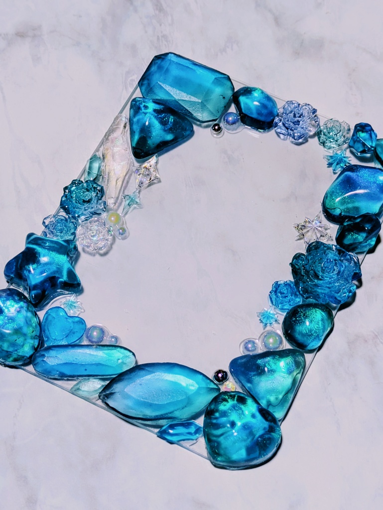 【B8サイズ】レジンデコ ターコイズカラー 硬質トレカケース