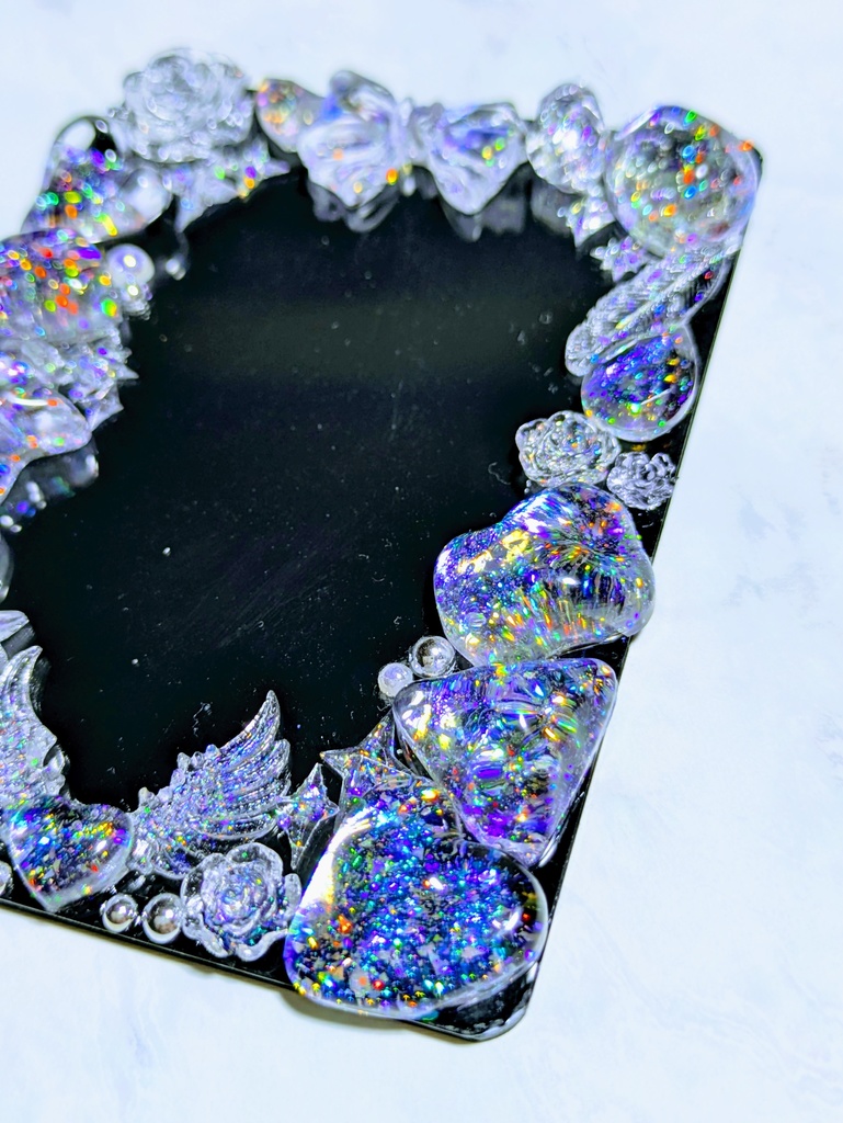 【B6サイズ】レジンデコ 硬質トレカケース クリアカラーオーロラ ブラック