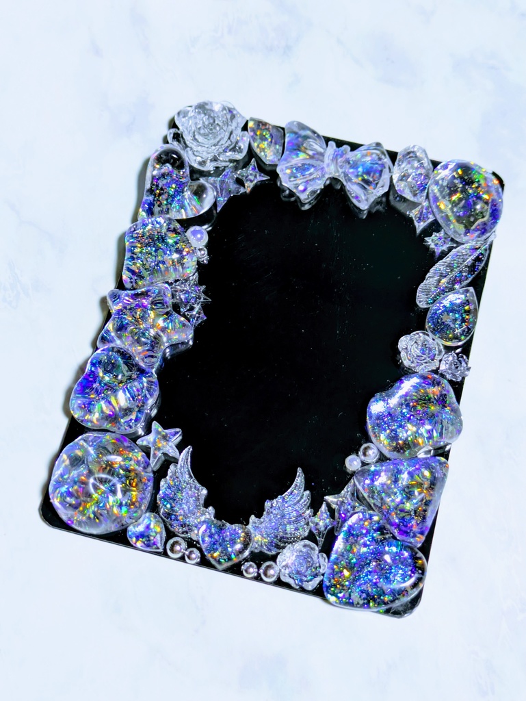 【B6サイズ】レジンデコ 硬質トレカケース クリアカラーオーロラ ブラック