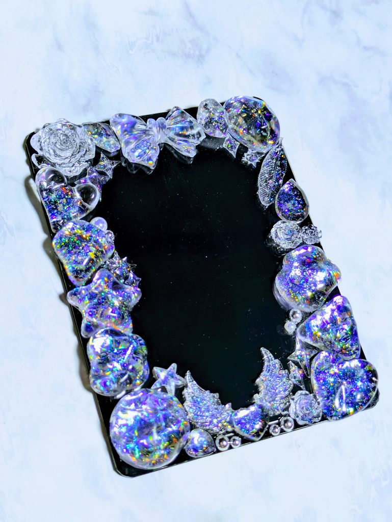 【B6サイズ】レジンデコ 硬質トレカケース クリアカラーオーロラ ブラック